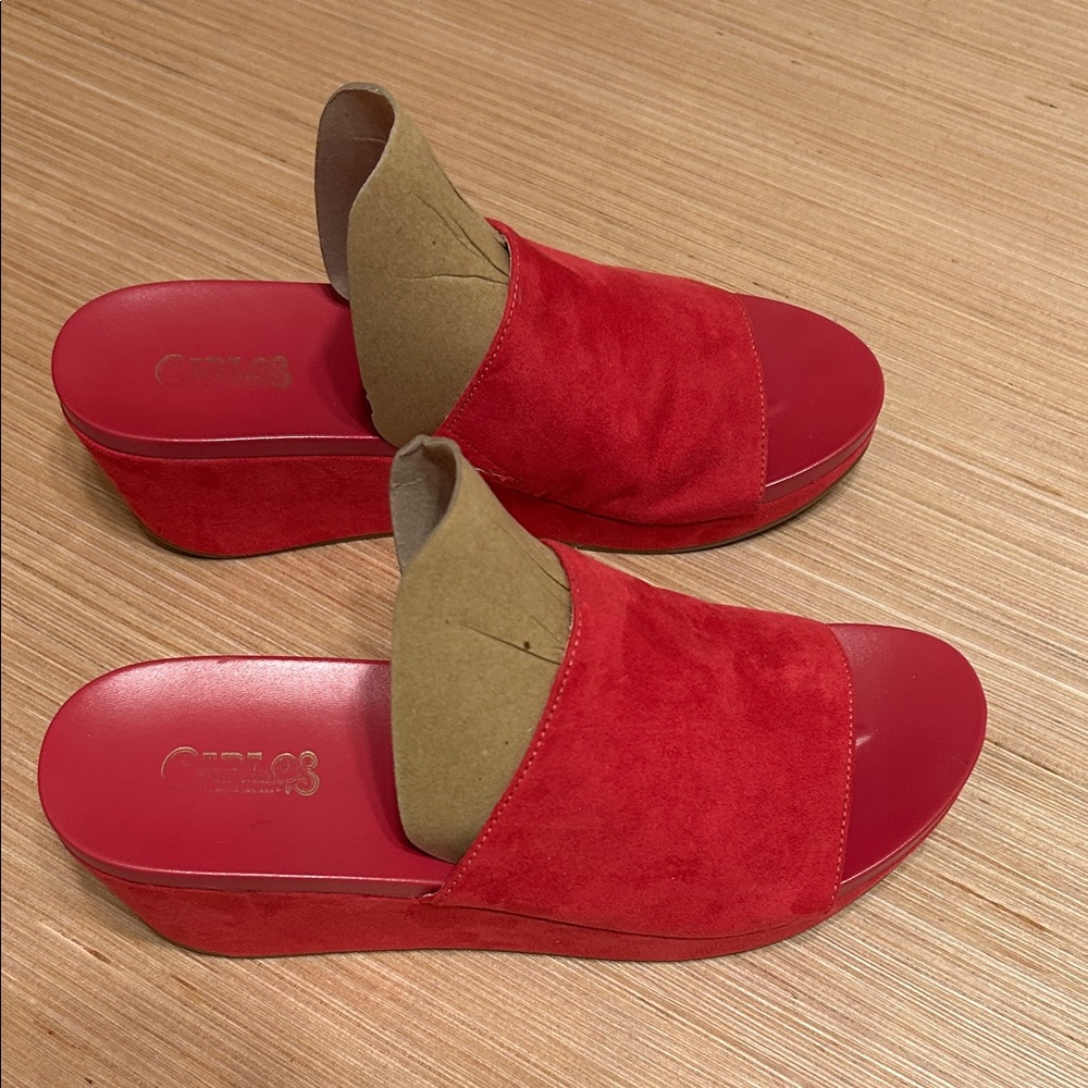 Carlos Santana Fushia Suede Slide Mules - Picture 4 of 5